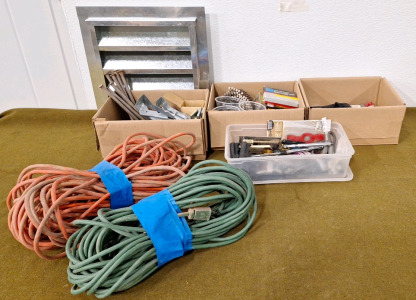(2) Extension Cords & (4) Small Boxes Of Household Hardware