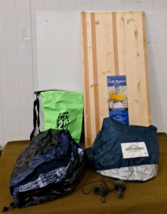 (1) Single Air Mattress, (1) Caravan Replacement Canopy Model JNS-YQ, (1) 20 Liter Dry Pack, (1) Primos Cow Elk Push Call & (1) 48" x 24" x 1" Spruce Panel