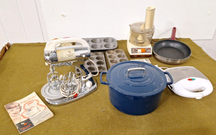 (1) Martha Stewart 6 Quart Enameled Dutch Oven, (1) Vintage Hamilton Beach Blender, (1) Brentwood Waffle Maker & More