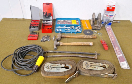 (2) Ratchet Straps, Assorted Drill Bits, Assorted Hand Tools & More