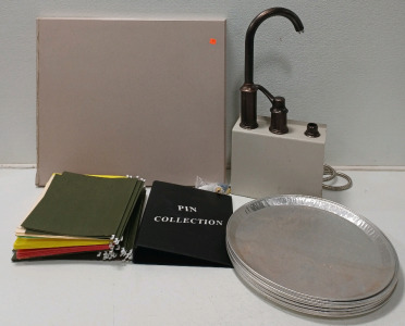 (1) Bronze Faucet Set (1) Counter Top (9) 16" Aluminum Catering Trays & More