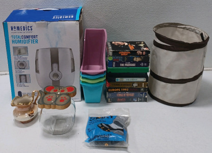 (1) Humidifier (10) VHS Tapes (1) Pop-Up Trash Bin & More