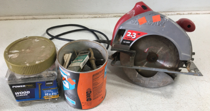 Skilsaw, 2) Bucket&rsquo;o&rsquo; Nails and Screws