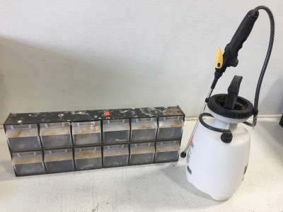 1 gallon Weed Sprayer and Hardware Cubby