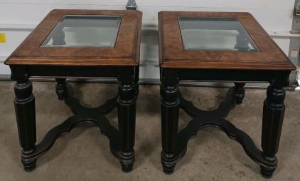 (2) 25"×25.5"×28.5" Glass Insert End Tables