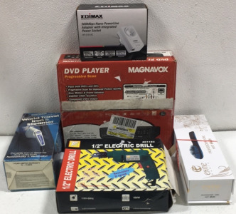 (5) Items 1/2 Electric Drill. Magnavox Dvd Player & more