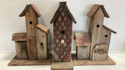 (3) Wood Birdhouses
