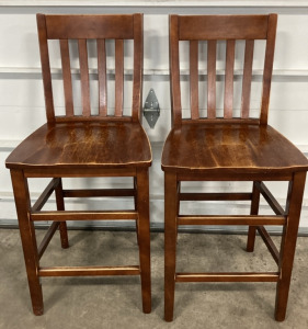 (2) Matching Wood Bar Chairs