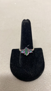 (1) Size 8 1/2 Marquise Cut Mystic Rainbow Topaz .925 Ring