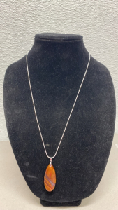 (1) 55.75 Ct. TigerEye Striped Jasper Gemstone .925 Necklace