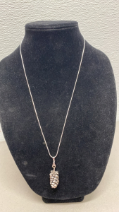 (1) Tibetan Silver Pinecone Pendant .925 Necklace