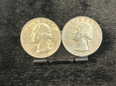 (2) 1964 90% Silver Quarters- Verified Authentic