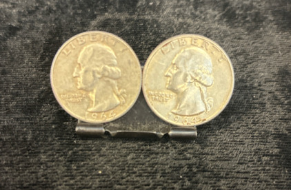 (2) 1964 90% Silver Quarters-Verified Authentic