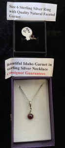 Size 6 Sterling Silver Ring With Naturally Faceted Garnet And Beautiful Idaho Garnet In Sterling Silver Necklace