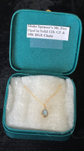 Idaho Spencer&rsquo;s Mt. Fire Opal In Solid 12K GF and 18K HGE Chain