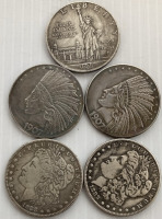 (1) 1906 Dollar Coin, (2) 1907 Dollar Coins, (2) 1888 Dollar Coins, & Jewelry - 2
