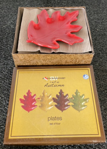 (Set of 4) Leaf Autumn Plates