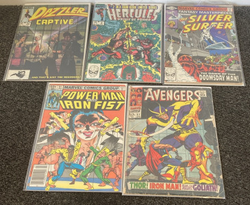 (5) Vintage Marvel Comics Including Hercules, Silver Surfer, Avengers, And More