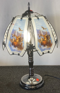Touch Lamp With Nature Scene Shade (Works!)