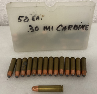52 Rounds .30 M1 Carbine Bullets