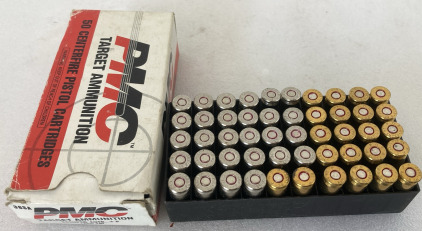 (50) PMC Target Ammunition 58 Super Auto +P 130 Grain Bullets