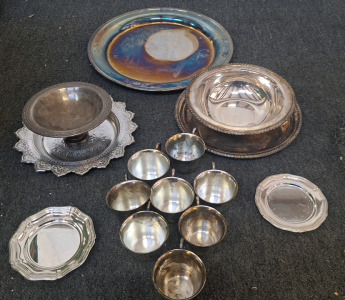 Silver-plated & Tin Plates, Platters, Cups & Bowls