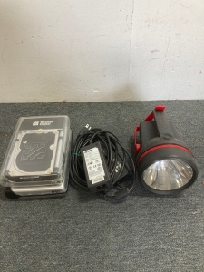 (2) Western Digital Hard Drives, Flashlight and Cords