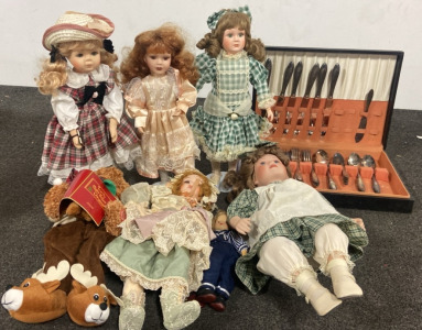 Porcelain Dolls, Teddy Bear Antique Silverware