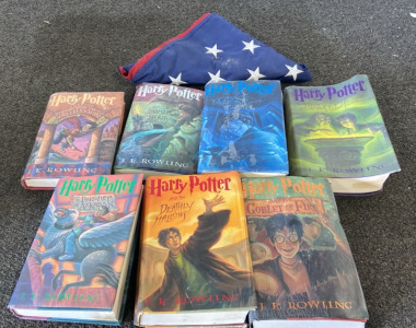 Waterlogged Harry Potter Books, American Flag