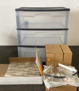 3 Drawer Cart, (4) Corner Shelves, Mosaic BackSplash