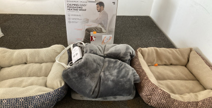 SHARPER IMAGE CALMING COZY MASSAGING HEATING WRAP 2 Bed For Small Dogs