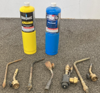 (1)Bernzomatic Premium Torch Fuel, (1) Washington Pro Grade Propane, (7) Tips