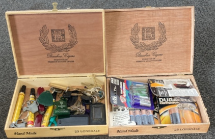 (2) Cigar Boxes Full Of Batteries And More!