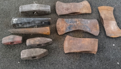Old Rusted Axe Head With Ball Peen Hammer Heads And Wedges