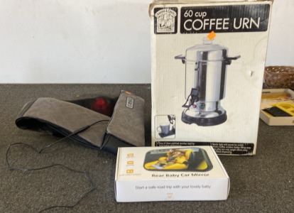 Neck Massager, Coffee Urn, Baby Car Mirro