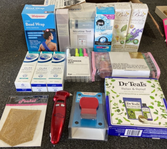Assortments Of Hygiene Products, Markers, Utility Tool