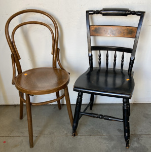 (2) Wooden Chairs