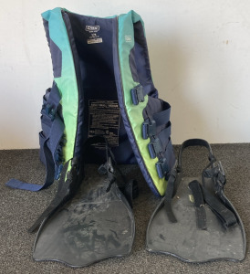 DBX Life Jacket (Size Adult Small/Medium) With Pair Of Cabela&rsquo;s Swimming Flippers