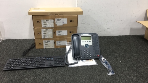 (3) Cisco Multi Line Office Phones (1) Dell Corded Keyboard