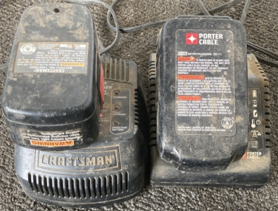 (1) Porter Cable Battery And Battery Charger, (1) Craftsman Battery And Battery Charger.