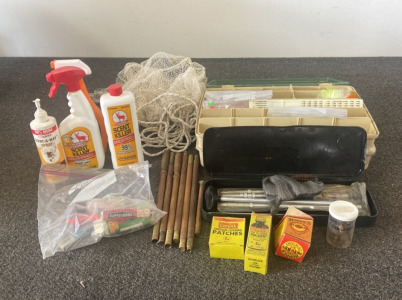 Fishing Box With Net, Shotgun Cleaners, Hunting Supplies