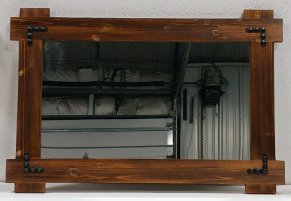 3'&times;2' Wooden Mirror With Hanging Hardware