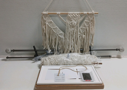 (3) Large Macrame Wall Decor (1) 120"&times;3/4" Curtain Rod (2) Ink Print Kit Frame Set SP3