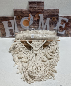 (3) Macrame Wall Hangings, (2) Ink Print Frame Sets, 4pc &ldquo;Home&rdquo; Wall Art