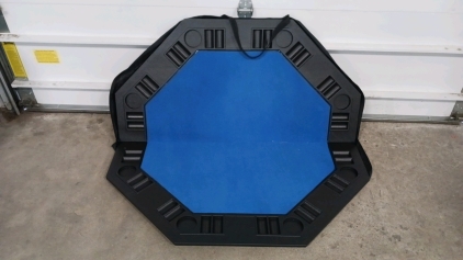 48" Foldable 8-Player Poker Card Table Top Layout w/Cup Holders & Carrying Bag, Blue<br/>SP-12