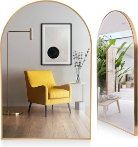 Sixty-Times Brushed Gold Arch Mirror 24&rdquo; x 36&rdquo;