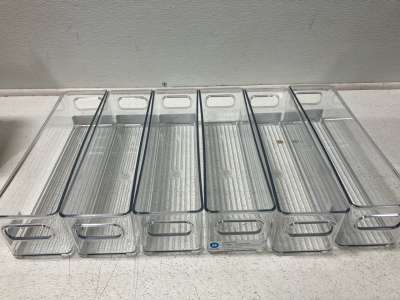 (6) Clear plastic trays / Fridge and Freeze Bin