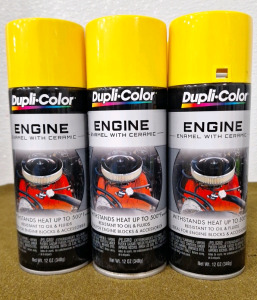 (6) Cans Dupli-Color Engine Enamel W/ Ceramic, DE1642 Daytona Yellow