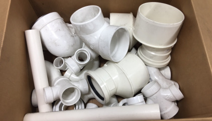 Box of Various PVC Pipes Connectors