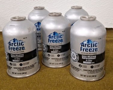 (5) 12 Oz. Cans Of Artic Freeze High Mileage Automotive A/C R134a Refrigerant Recharge